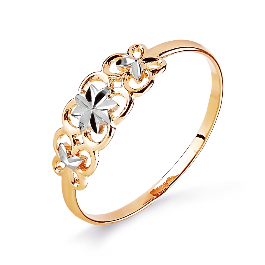 Золотое кольцо женское с белыми камнями
